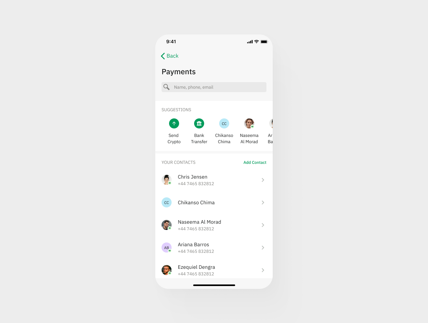 PHONE CONTACT BOOK UI